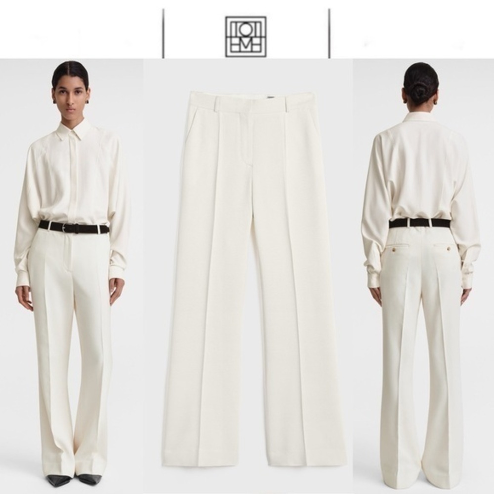 Toteme Cream Flared Evening Macadamia Trousers sz 34 S 680$
